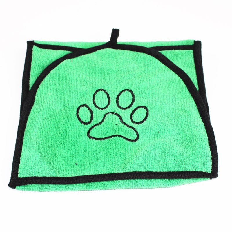 Pet Dog Bath Towel Double Sided Absorbent Fiber Gloves Cat Hygiene Supplies Pocket Soft Lightweight Plush Cleaning Towel: Green