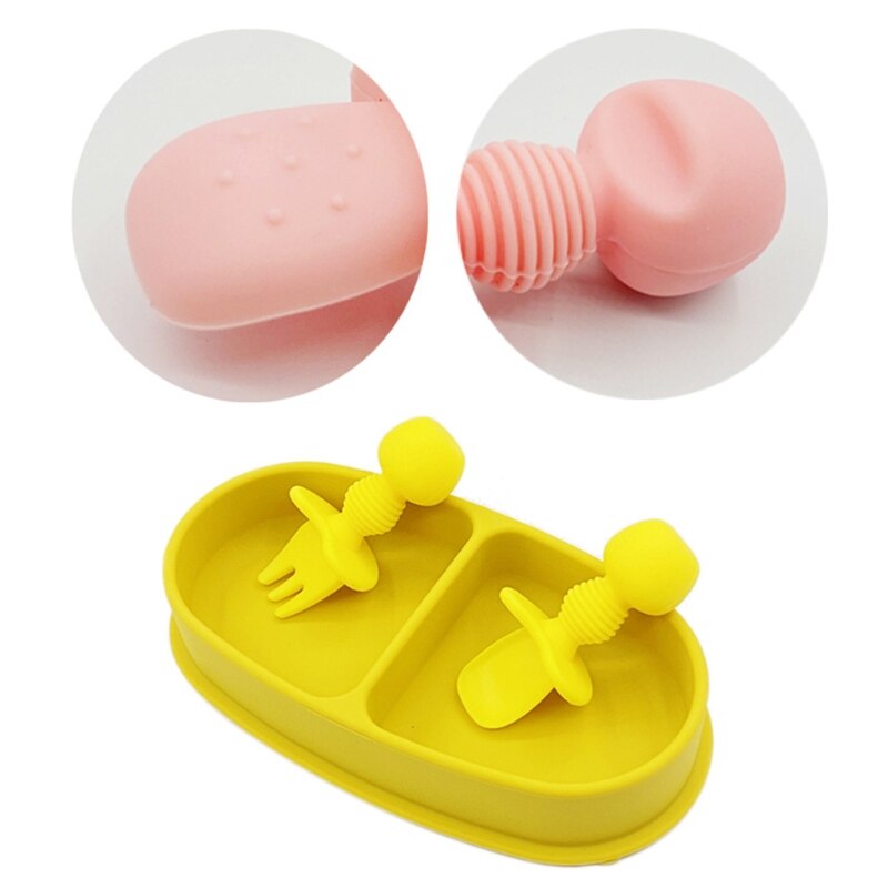 Kinderservies babyservies set siliconen vork lepel set voedingsbakjes bpa-vrij