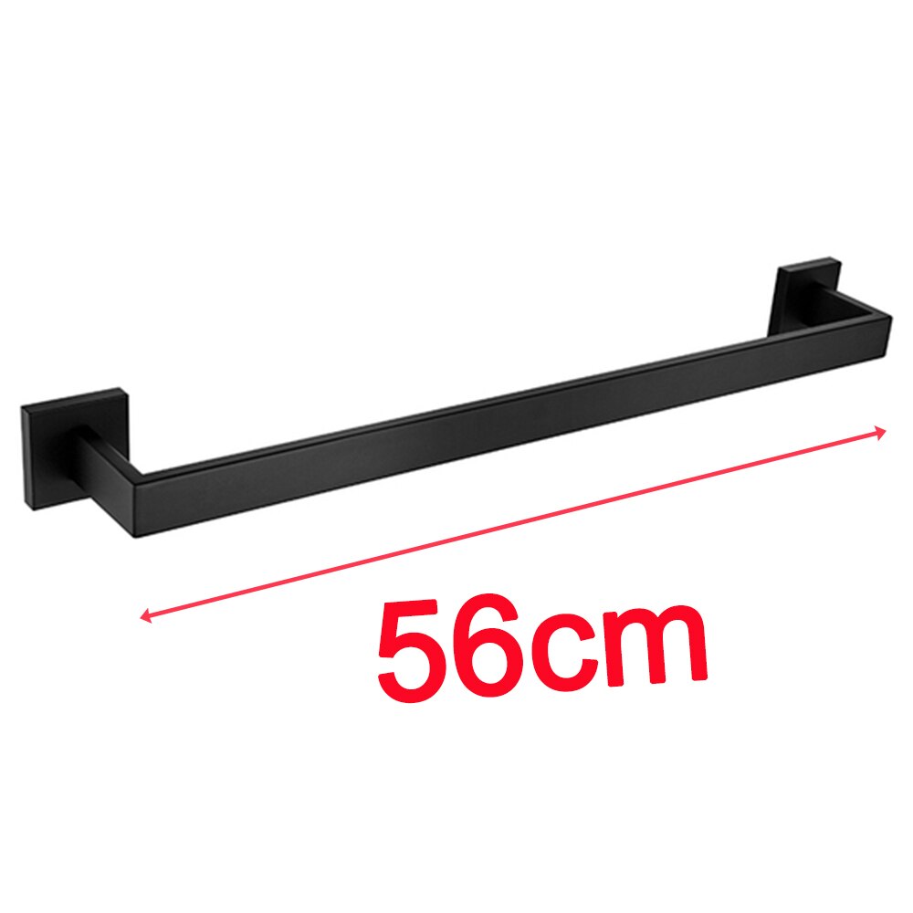 Black Bathroom Hardware WC Accessories Toilet Paper Holder Wall Hook Towel Bar Robe Hanger Rack Stainless Steel Organizer: tower hanger 56