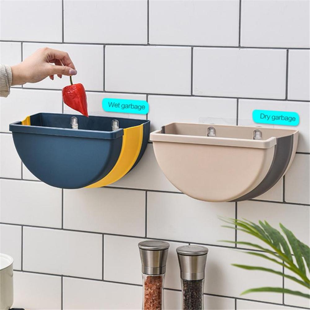 Cubo de basura plegable colgador para puerta de armario, papelera de pared, para baño, almacenamiento de desechos
