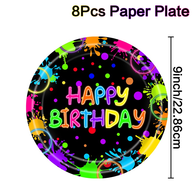 Fluorescent Theme Birthday Disposable Tableware Happy Birthday Party Decoration Paper Plates Napkins Kids Baby Shower Suppies: Deep Sapphire