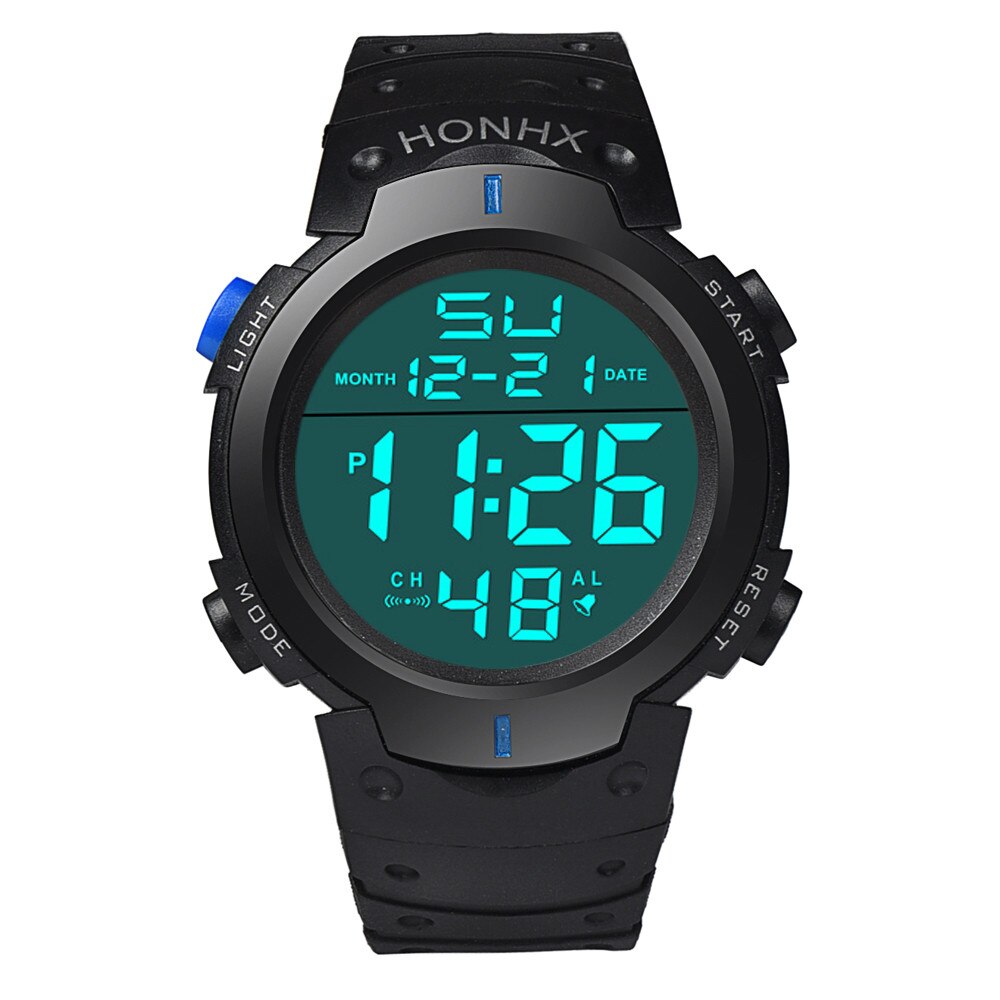 Relojes digitales LCD HONHX para hombre, reloj deportivo resistente al agua para actividades al aire libre, reloj de pulsera de goma, cronómetro de lujo para hombre, reloj de Fecha