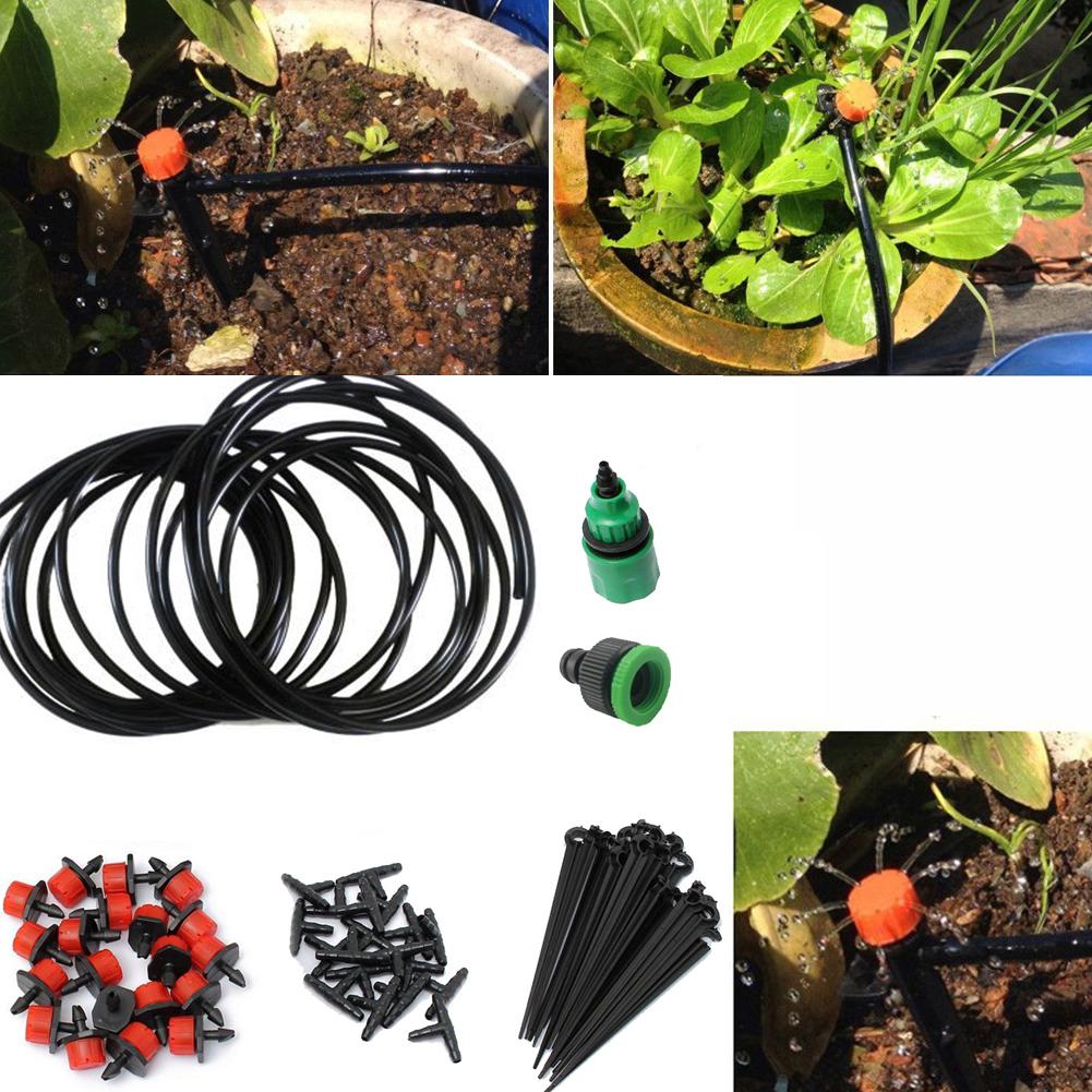 25m Water Irrigation Balcony Pot Micro Drip Watering System Kit Set Automatic Drip Irrigation Garden Watering Garden Sprinklers: 5m