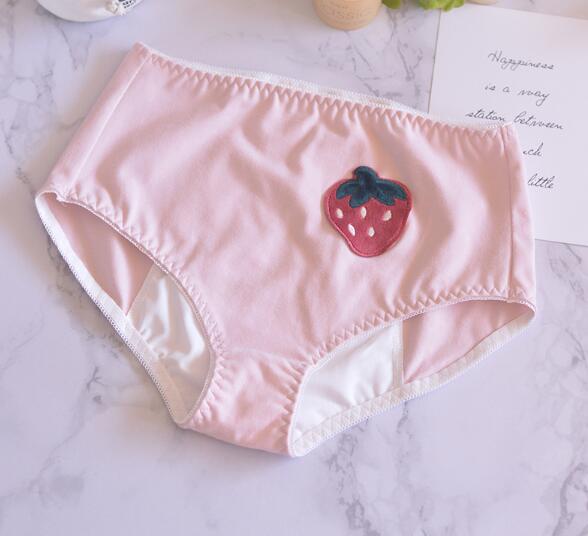 Foto ml  xl 3l lolita kawaii sød æble broderi menstruation sanitær periode lækagefri tampon bomuld trusser underw: Lyserød / Xl