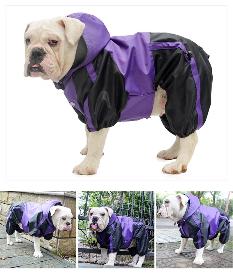 French Bulldog Raincoat Pug Dog Clothes Bulldog American Pit Bull Terrier American bully pitbull Clothing Pet Rain Coat Jacket: Purple / B-XL