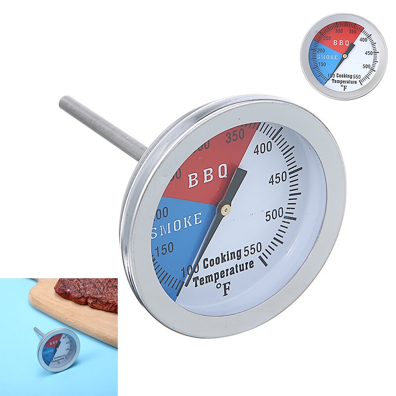Rvs Barbecue Bbq Houtskool Grill Hout Roker Thermometer Temperatuurmeter 100-550 Graden Fahrenheit