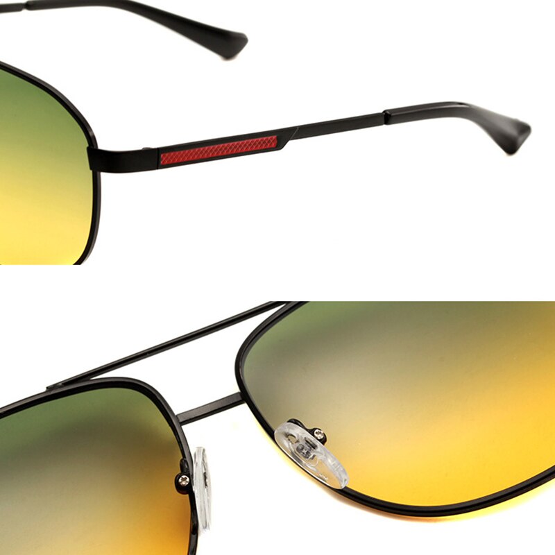 Lunettes de soleil polarisées dégradées pour hommes, conduite de jour et de nuit, Double usage, Vision nocturne, haut, vert, bas, lentille jaune, L3