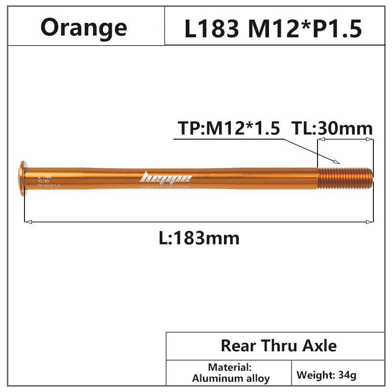 HEPPE MTB Rennrad Ultraleicht Steckachse Vorderradgabel Welle Spieß 12x100/110 Hinterradnabe Steckachse 12x142 12x148 Orange Steckachse: dunkel Grau