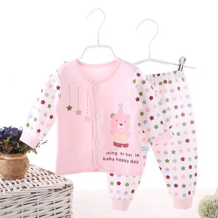 Baby cotton long sleeve autumn underwear: Pink / 9M