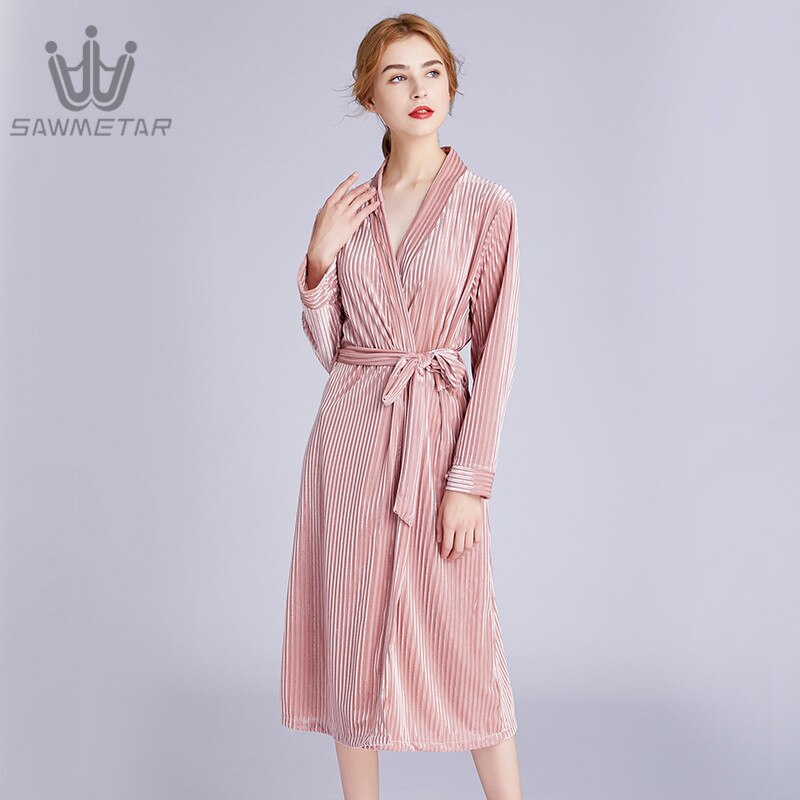 Autumn Women's Velvet Robe Wedding Gown Sleepwear Embroidery Bridesmaid Cardigan Gown Bridesmaid Nightdress Pajamas: XL