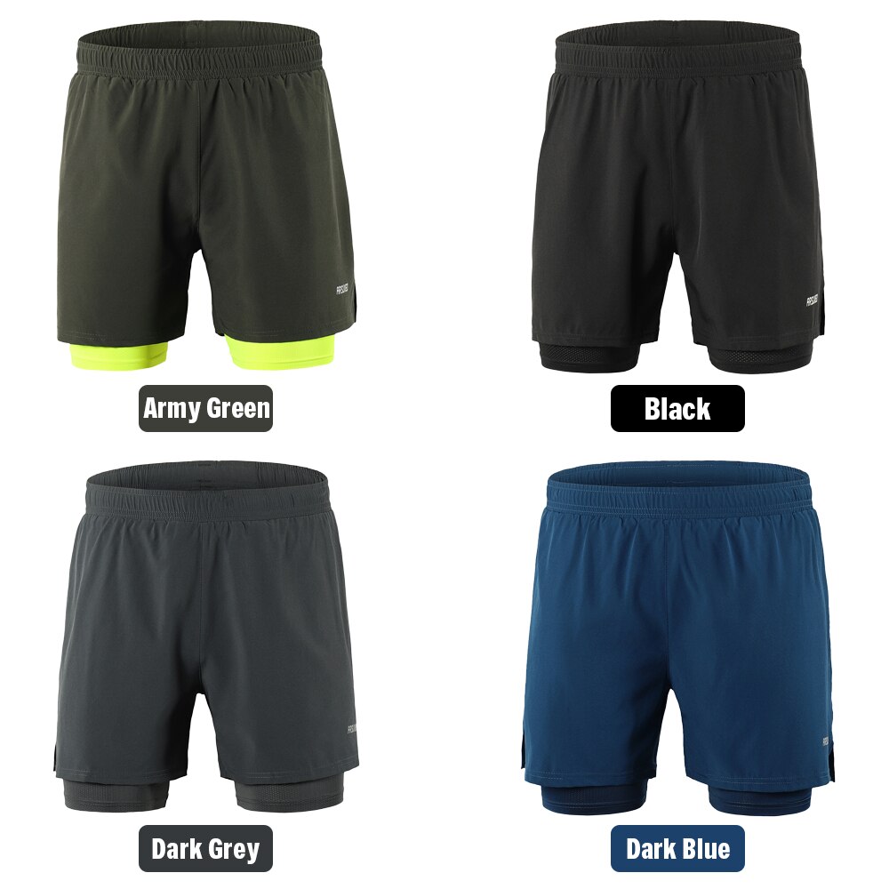 Men's 2-in-1 Running Shorts Quick Drying Sports Shorts Breathable Active Training Jogging Cycling Shorts with Longer Liner