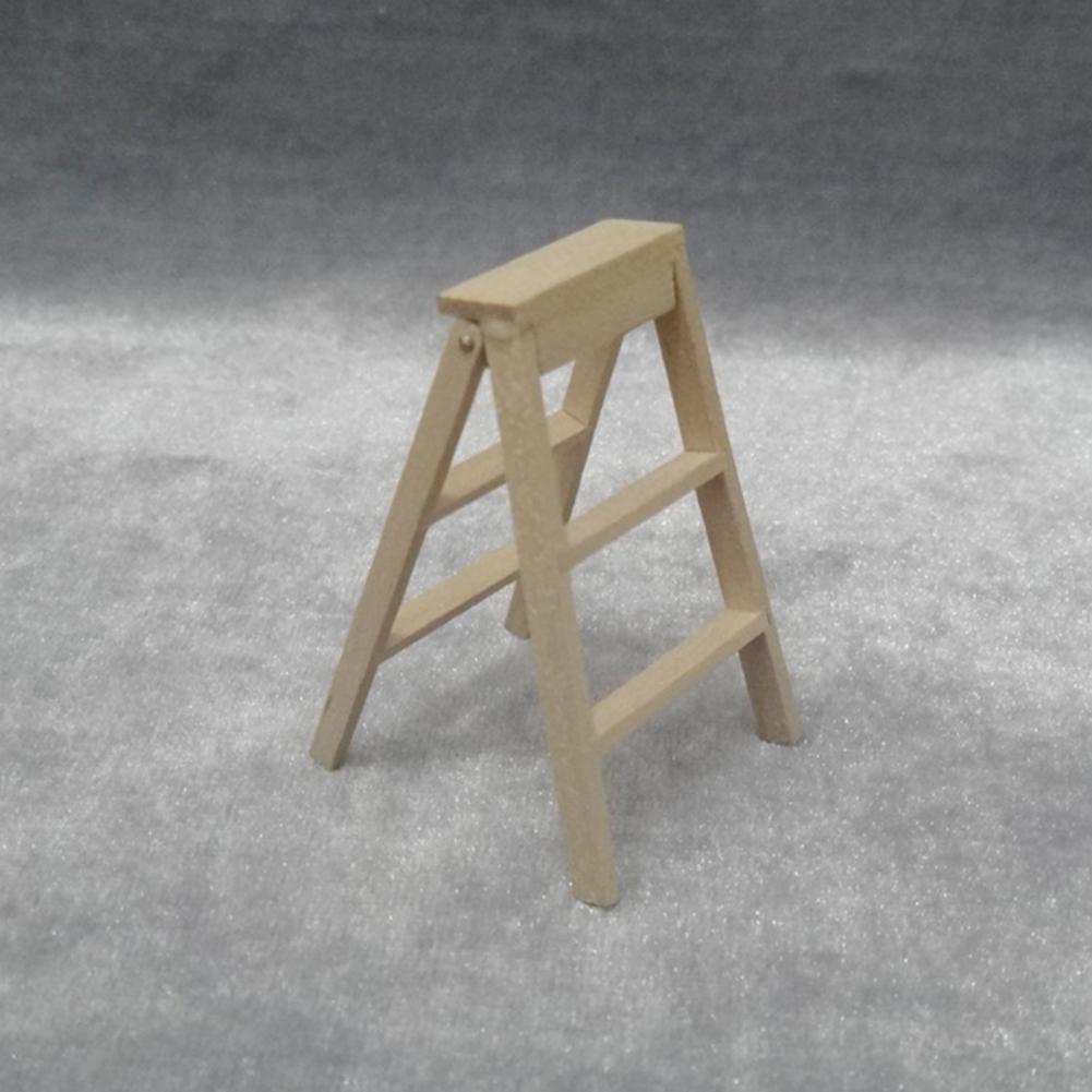 1:12 Dollhouse Ladder Miniature Furniture Wooden Ladder Photography Props Foldable Wooden Ladder for Children Courtyard Garden