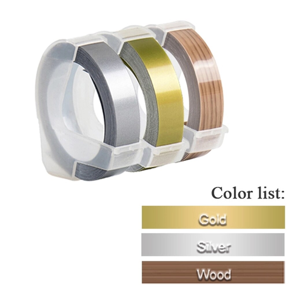 3Rolls 3D Embossing Label Tape white on Clear Transparent 9mm*3m for DYMO 12965 1880 Label Printer and MOTEX E-101 label maker: 3Pcs Mix Color Set O