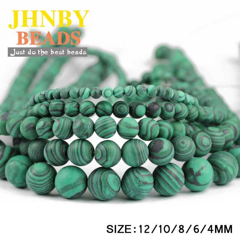 JHNBY Matte Malachiet Natuursteen Ronde Losse kralen ball Pauw steen 4/6/8/10/12MM Sieraden armband maken accessoires DIY