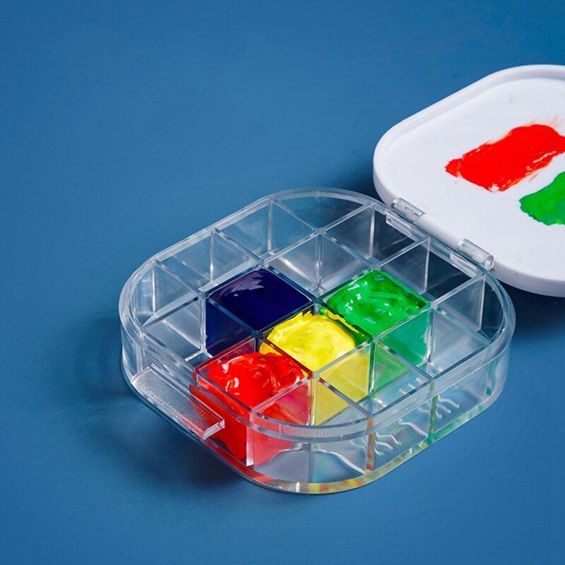 Superior 3-In-1 Folding Paint Box Comes with Pen Washer 16-Grid Color Palette Pigment Packing Box Palette Painting Supplie