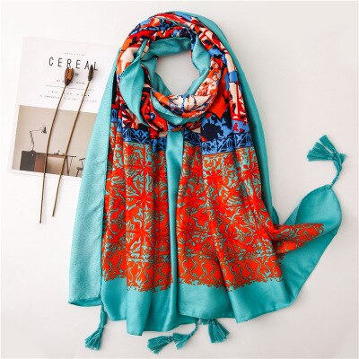 Écharpe pour femme, châles et écharpes chauds, doux et longs, style ethnique, imprimé, étoles de plage, écharpe hijab douce et chaude: 10