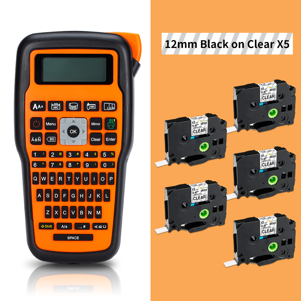 Etiquetadora portátil E1000 PRO, Compatible con cinta de TZe-231 Brother, teclado QWERTY térmico inalámbrico, máquina etiquetadora de múltiples símbolos: BK