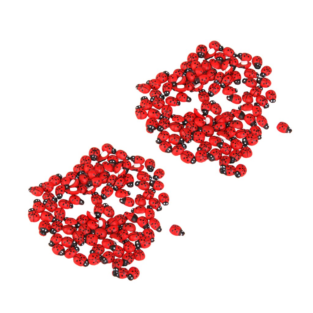 200Pcs Miniatuur Decoratie Lieveheersbeestje Hout Landschap Tuin Art Bonsai Poppen