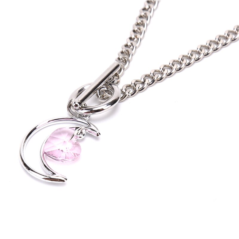 1PCS Hollow Moon Crystal Heart Necklace Clavicle Chain Choker Women Jewelry