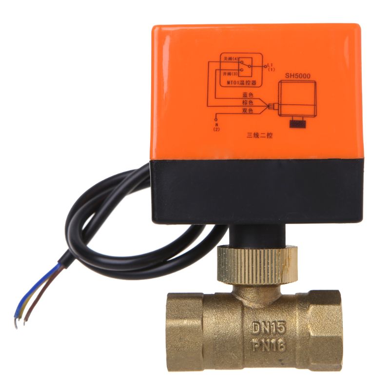 Dn15/dn20/dn25 elektrisk motoriseret messing kugleventil  dn20 ac 220v 2 vej 3- ledning med aktuator