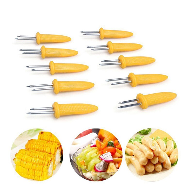 20Pcs 12 Stuks 8 Stuks Vork Maïs Spies Rvs Corn Houders Maïskolven Spiesjes Fruit Vorken outdoor Barbecue Tool