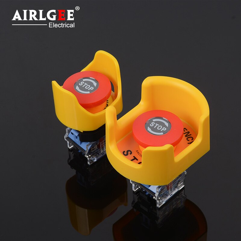 22mm/25mm/30mm Emergency stop button switch protective cover Protective seat with warning sign