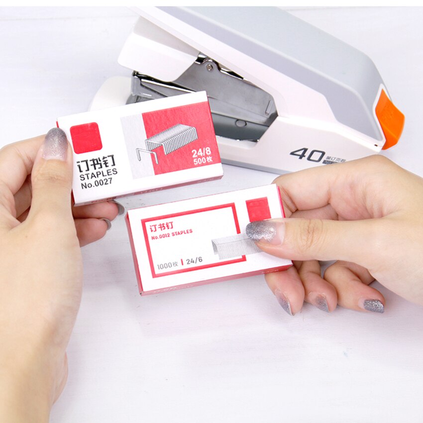 Manual Office Stapler Metal Standard Stapler with Push Button, 40 Sheet Capacity, Effort Saving Binding Stapler, 12# Staple