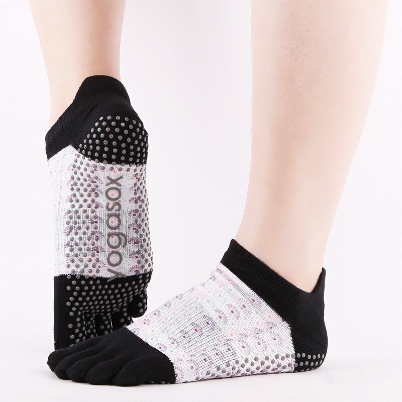 1 paar katoenen yogasokken met vijf tenen en grip voor dames, ademend en antislip, voor pilates, fitness en barre, maat 36-39: Kleur 5