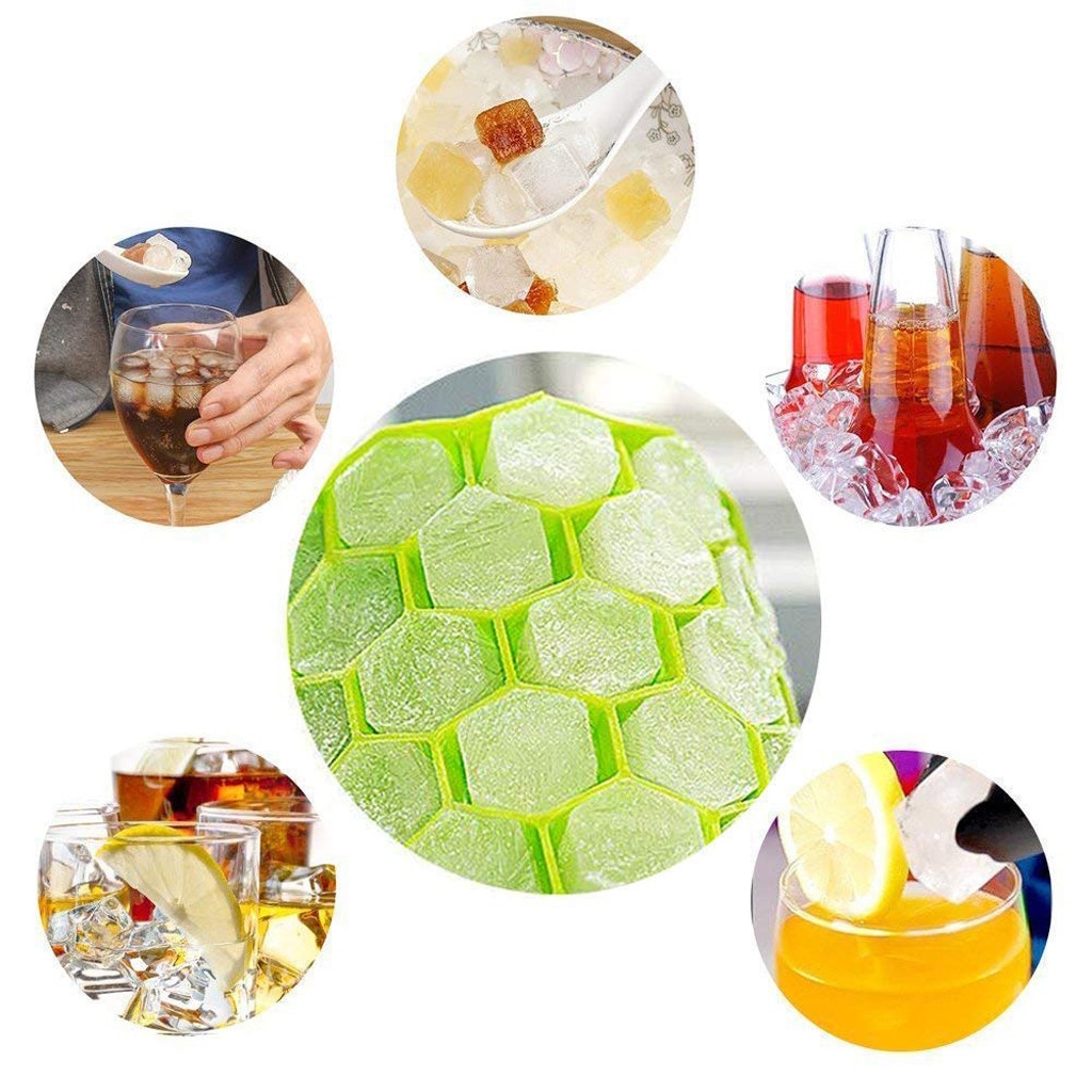 Silicone Honeycomb Shape Ice Cube Tray Silicone Ice Cube Maker Mold With Lids For Ice Cream Party Whiskey Cocktail Cold Drink