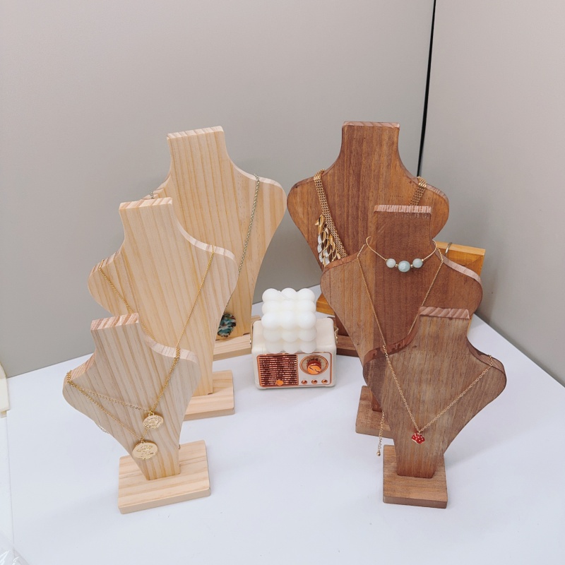 Maniquí de madera para collar, colgante, cadena, joyería, busto, soporte de exhibición para cuello, tipo jarrón, colgante para collar, escaparate