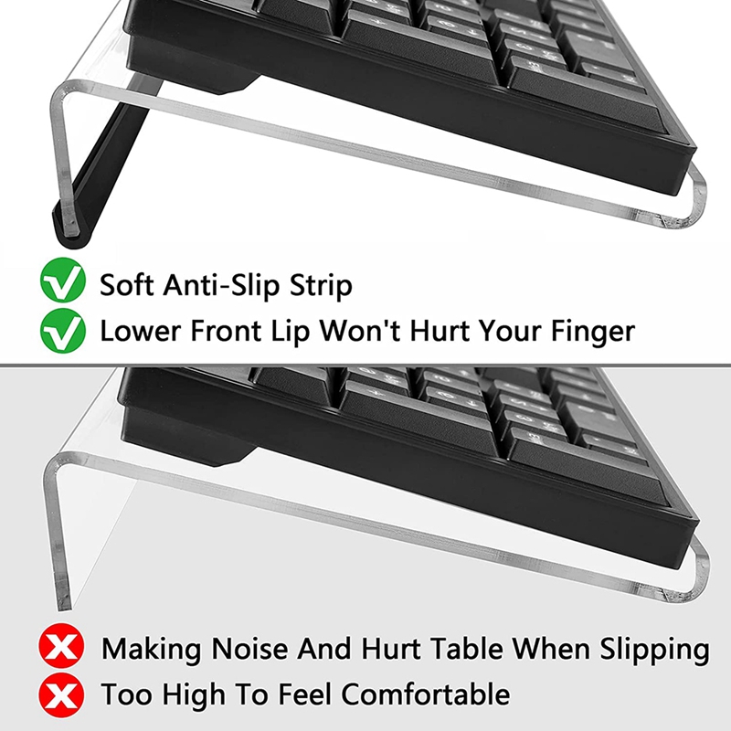 Acrylic Keyboard Holder,Acrylic Tilted Computer Keyboard Holder Clear Keyboard Stand for Ergonomic Typing Office Desk