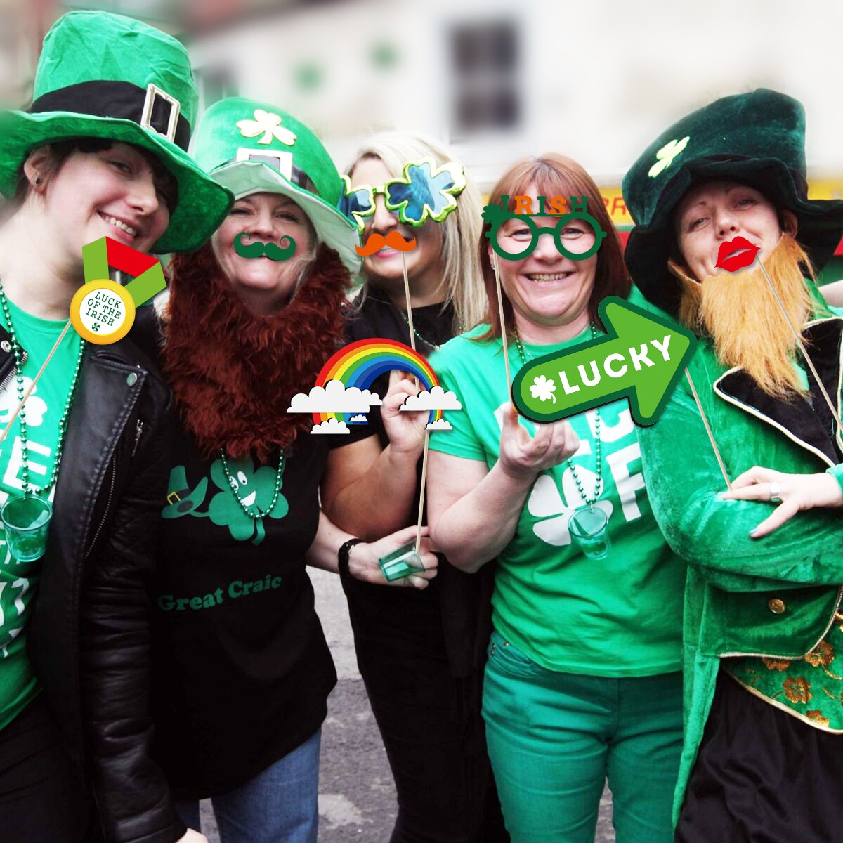 TINKSKY 34PCS St. Patrick's Photo Booth Props Day Photo Props Funny for Celebrating St. Patrick's Day Party