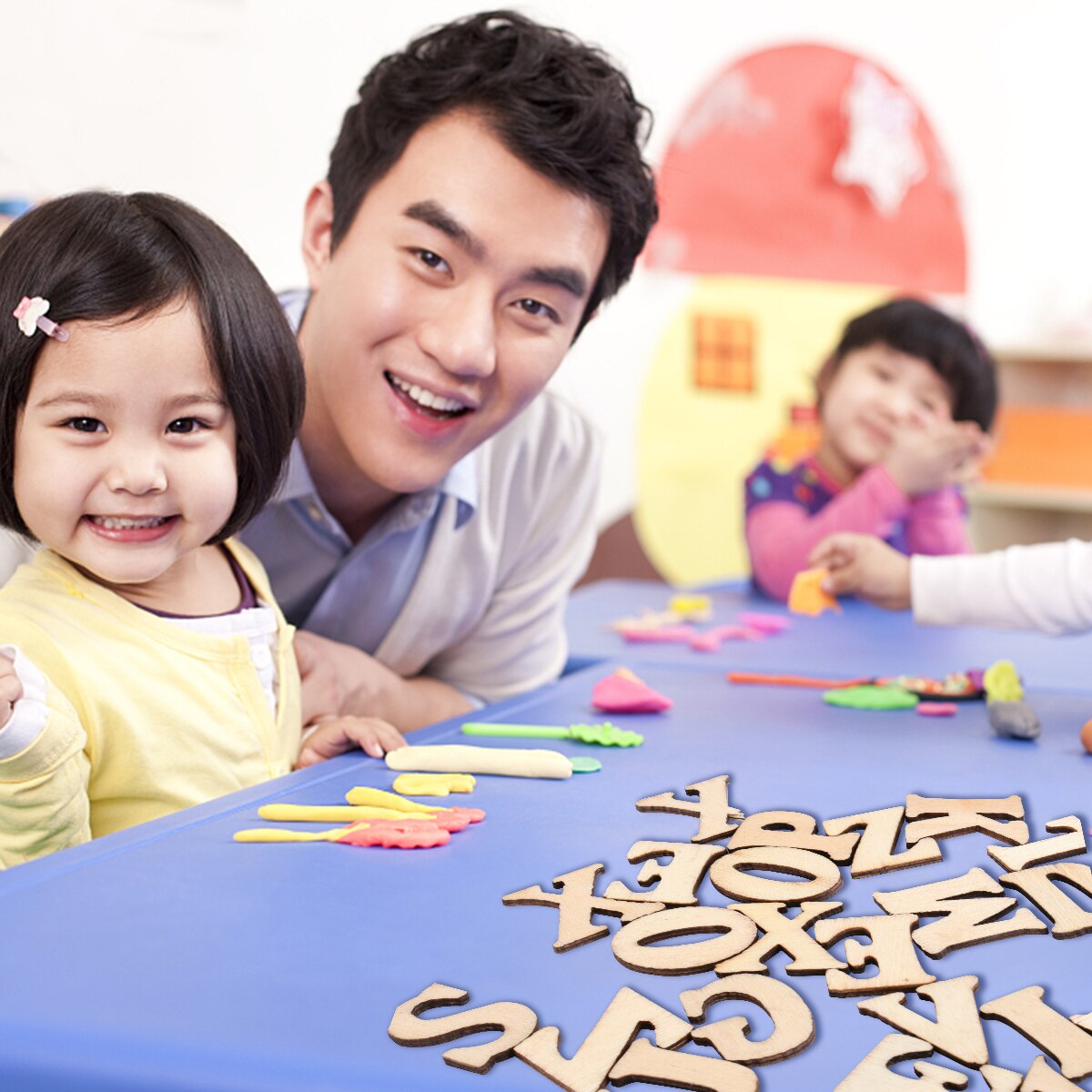 50/100PCS Unfinished Wooden Capital Letters Alphabet Wood Cutout Discs Assorted Styles For Patchwork Scrapbooking Arts Crafts