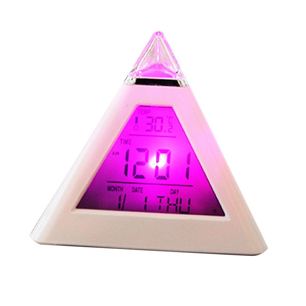 Piramide digitale klok temperatuurklok 7 kleuren led verandering achtergrondverlichting led wekker tijd datum weergave