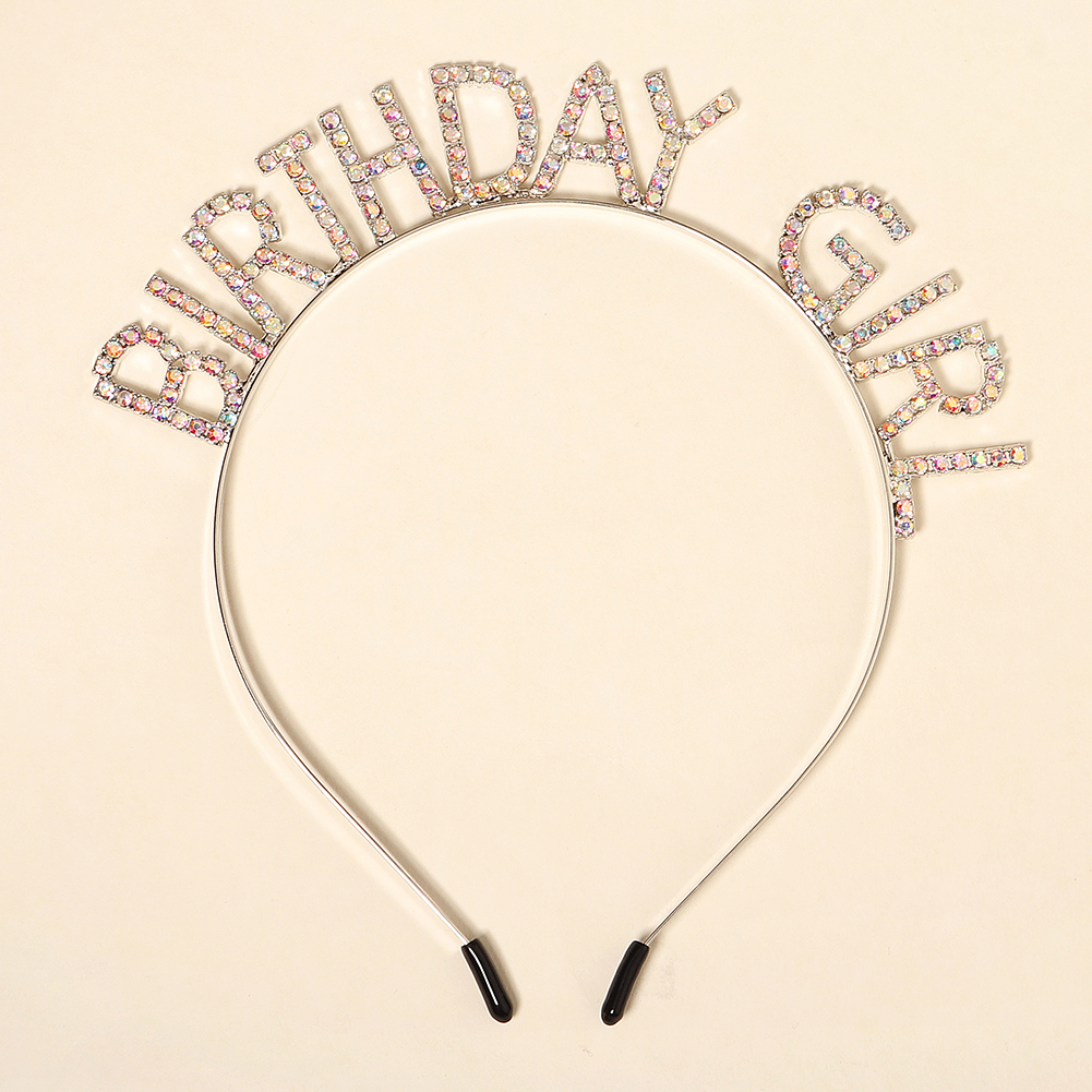 Diadema de feliz cumpleaños con letras en inglés y diamantes de imitación brillantes para mujer, Material de aleación de Zinc, joyería de , accesorio Popular para el cabello: Verde militar