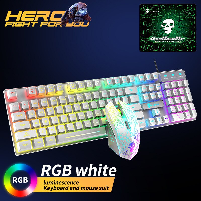 RGB Backlit USB Wired Optical Gaming Keyboard and Mouse Combos Waterproof Ergonomic Keyboard 2400DPI Mouse for Lenovo/XiaoMi
