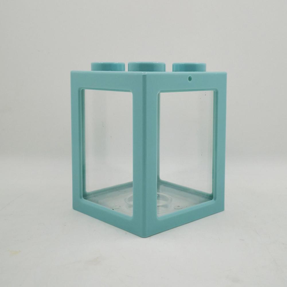 LanLan Stacking Ecological Bucket Mini Fish Tank Algae Ball Spider Box Small Mini Reptile Row Cylinder: Light blue