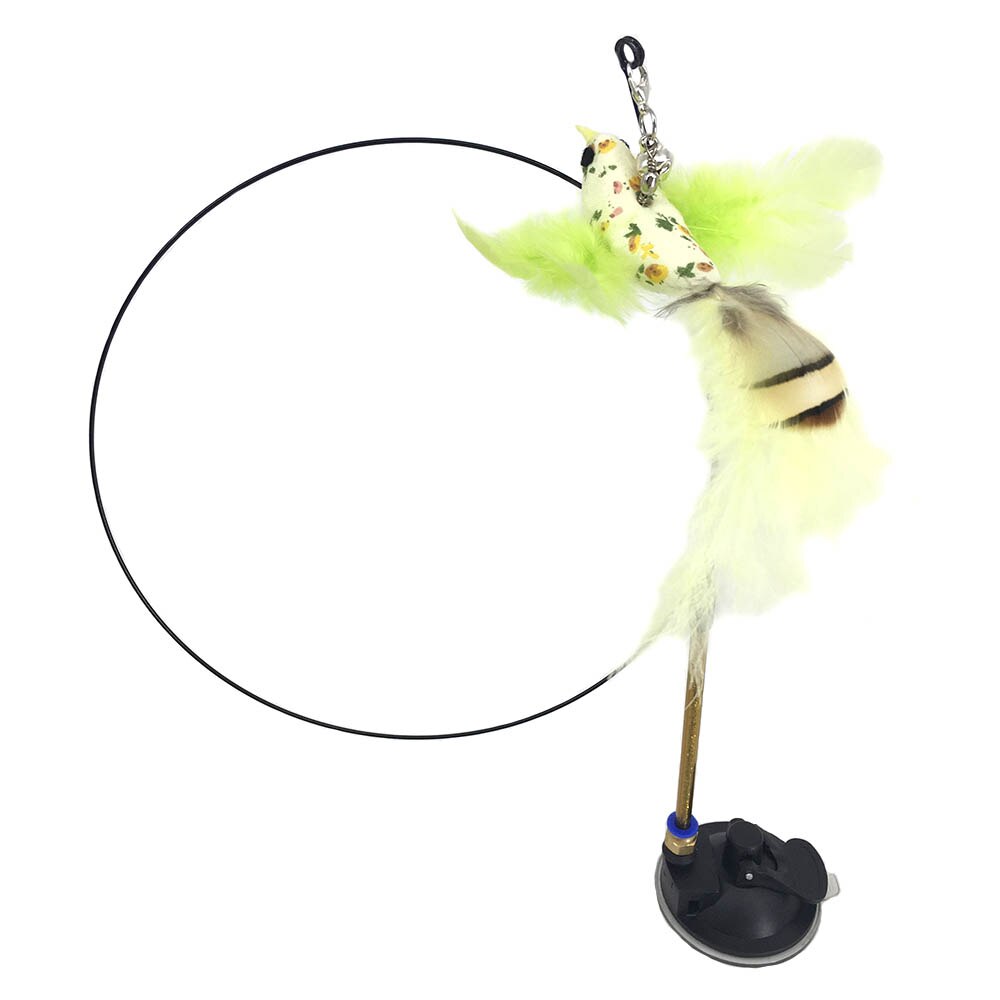 Simulatie Vogel Kat Speelgoed Interactieve Grappige Veer Vogel Met Bell Sucker Kat Stok Speelgoed Katje Spelen Teaser Wand Speelgoed Voor katten: E-sucker