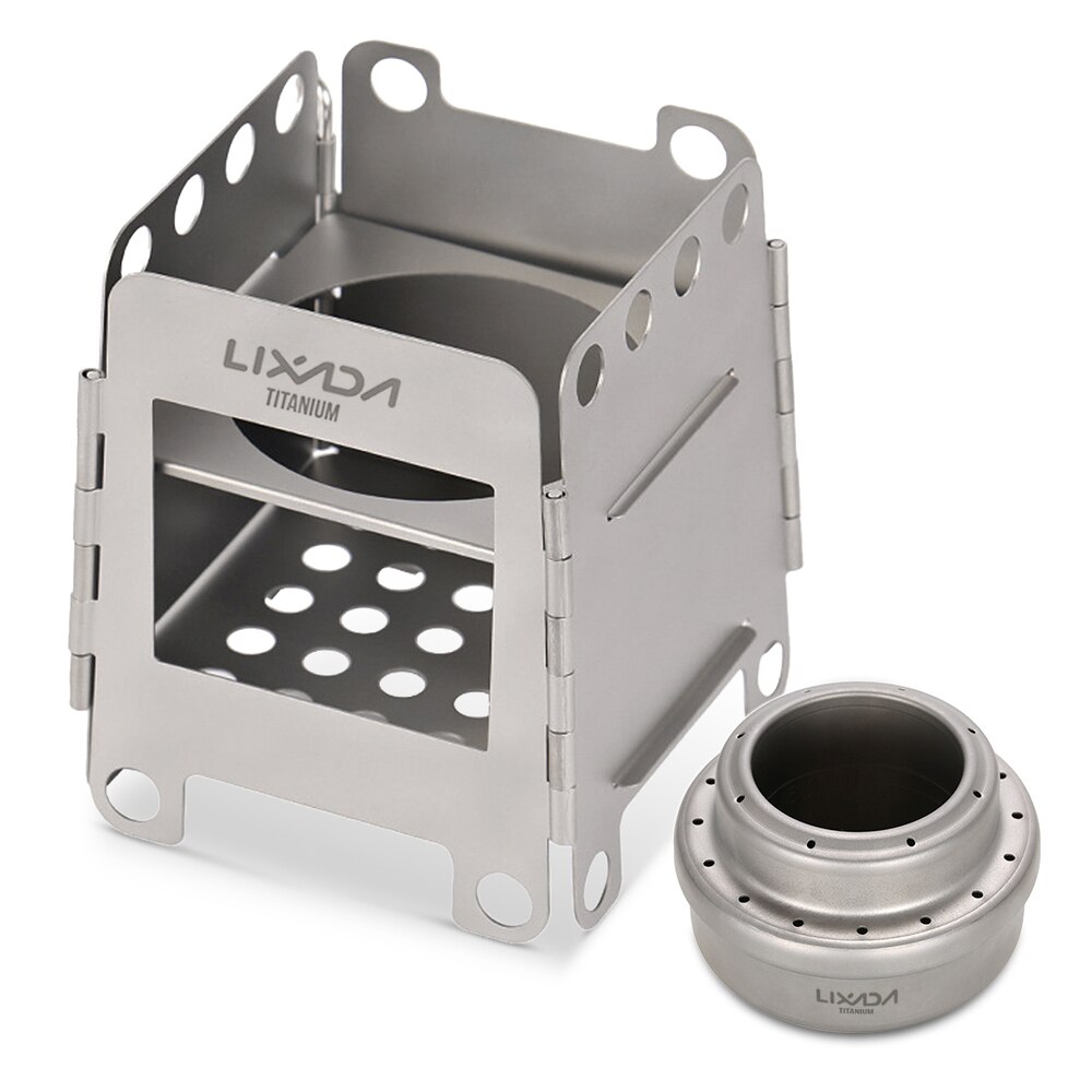 Lixada-estufa portátil de titanio, estufa de leña ligera y plegable, de bolsillo con Mini estufa de Alcohol para Picnic, Camping al aire libre: Stove Set
