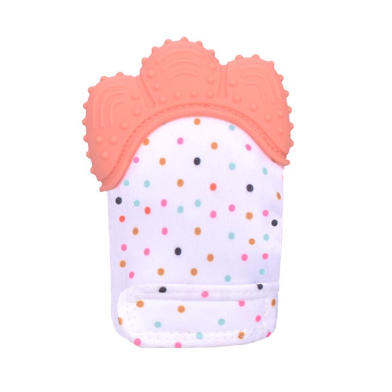Baby Silicone Teether Gloves Animal Palm Bite Chew Training Toys Squeaky Grind Baby Teething Protect Anti-bite Gloves BPA Free: Orange