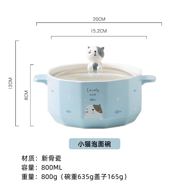 Ceramic Bowl Cute Ramen Instant Noodle Instant Bowl Cup Kawaii Japanese Kids Lunch Bento Box With Tableware Container: F