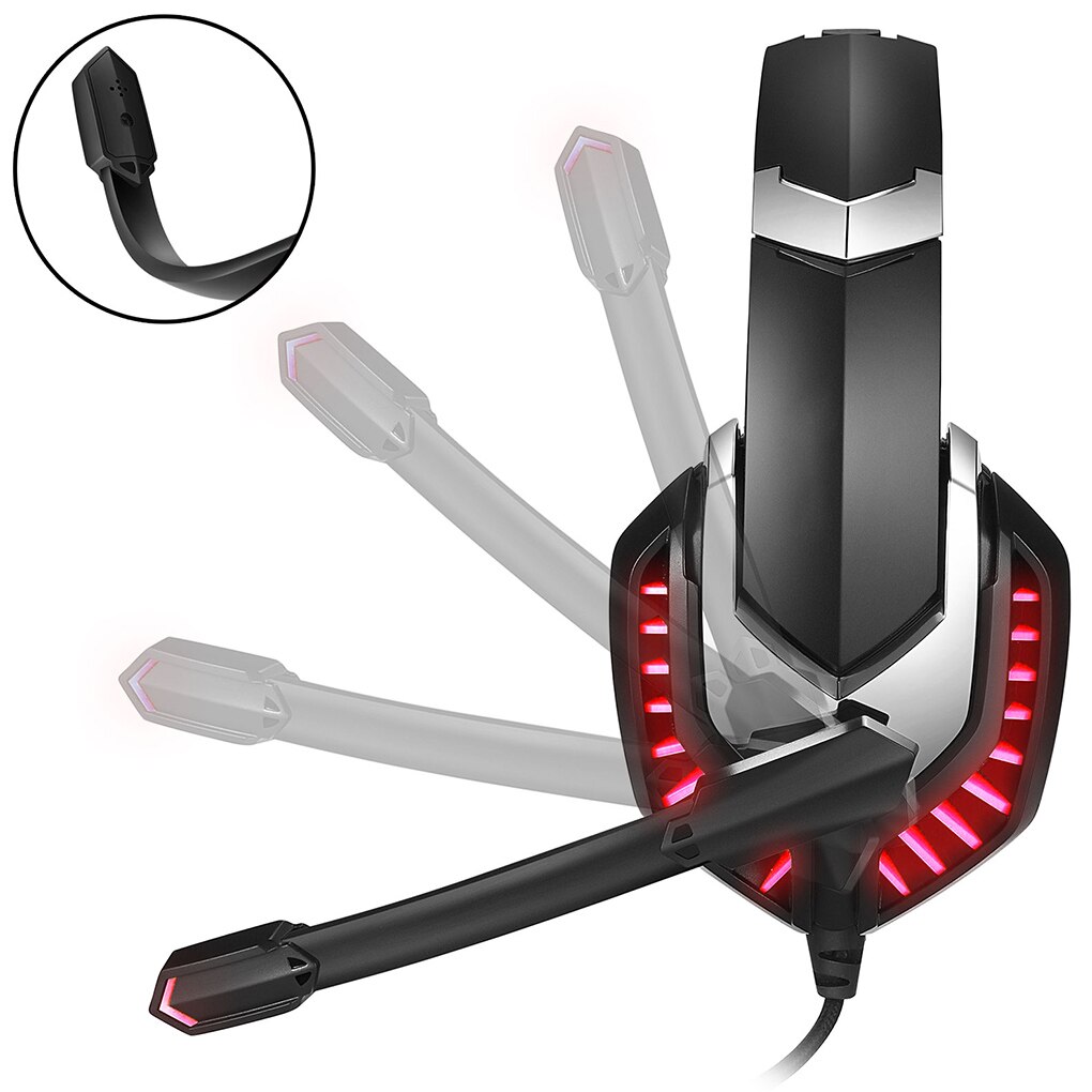 Profession Game Headset Wired 3.5mm Headphone Noise Reduction LED Light Headphone with Microphone for Computer Laptop