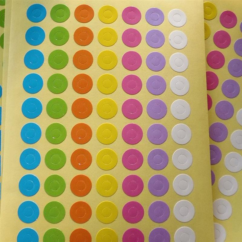 10 ark farverige ringlabelklistermærker til tagforstærkningshulklistermærker