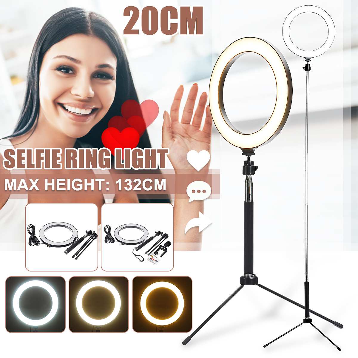 3-In-1 5-In-1 20 Cm Led Selfie Ring Licht Bluetooth Remote Live Verwijderbare statief Stand De Flash Rechts Licht Camera Foto