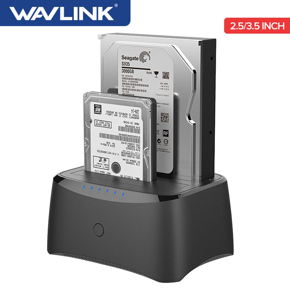 Wavlink Sata Hdd Docking Station Usb 3.0 Harde Schijf Behuizing Voor 2.5/3.5 Inch Hdd Ssd Dual Bay Sata om USB3.0 Case Box Docking