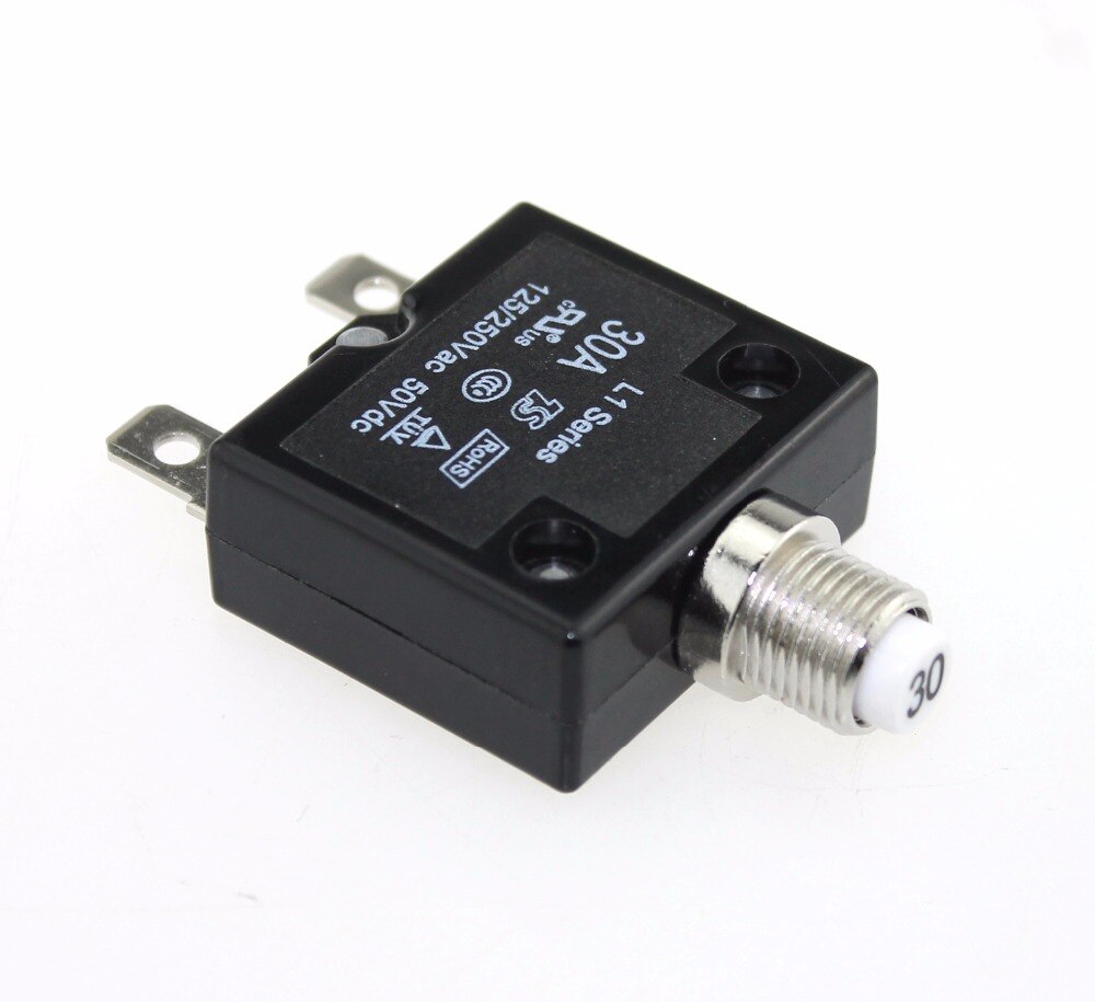 1PCS Push Button Reset 30A Manual Reset Circuit Breakers With Quick Connect Terminals For Car Boat RV