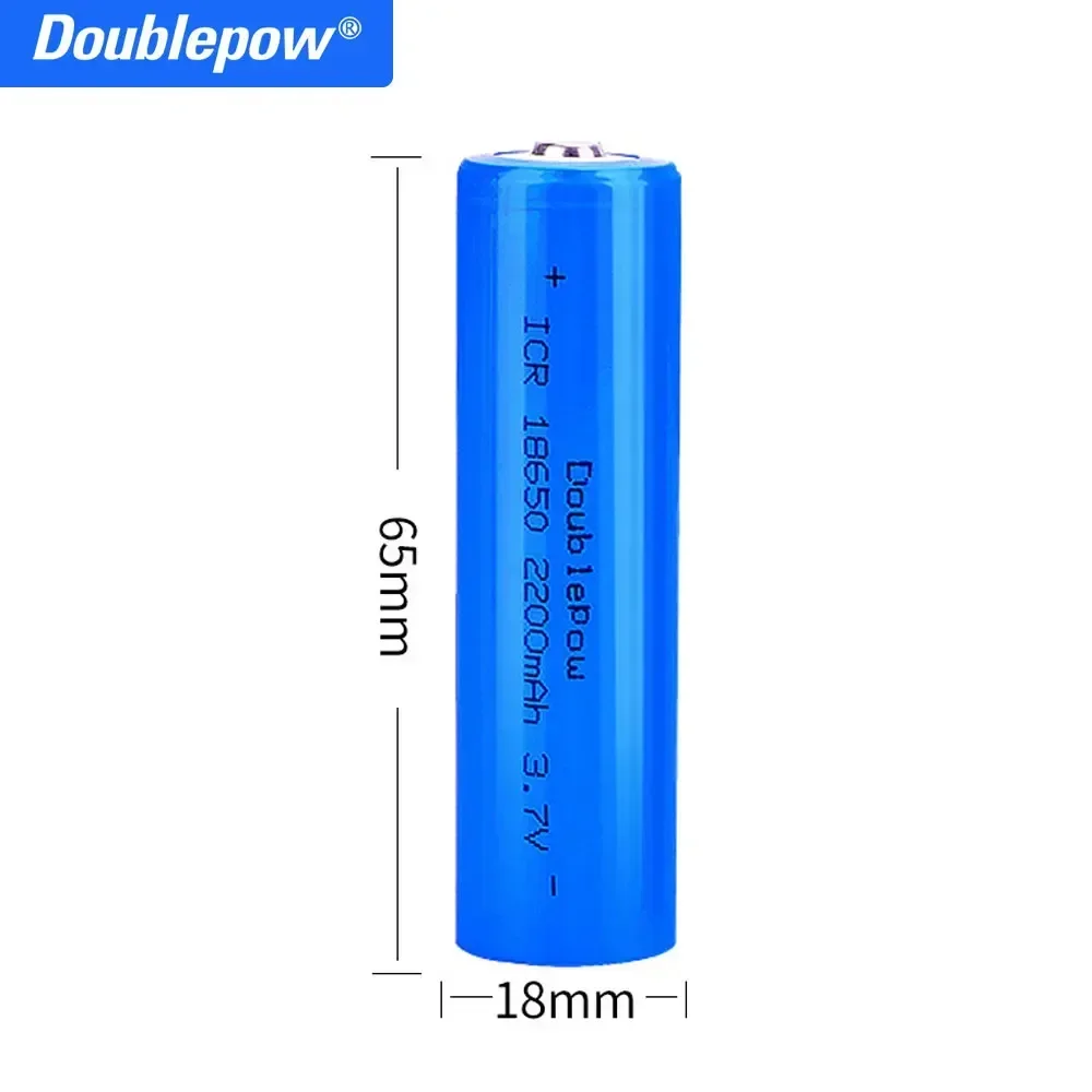 True capacity 100% original Doublepow 18650 battery 3.7v 2200mah 18650 rechargeable lithium battery for flashlight batteries