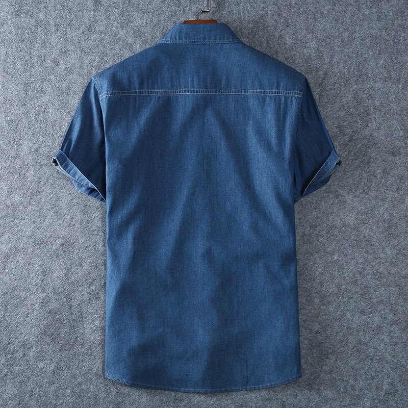 Sommer denimskjorte til mænd kortærmet stor størrelse løs skjorte tynde afslappede oversize skjorter cowboy bomuld 6xl 7xl 8xl 5xl