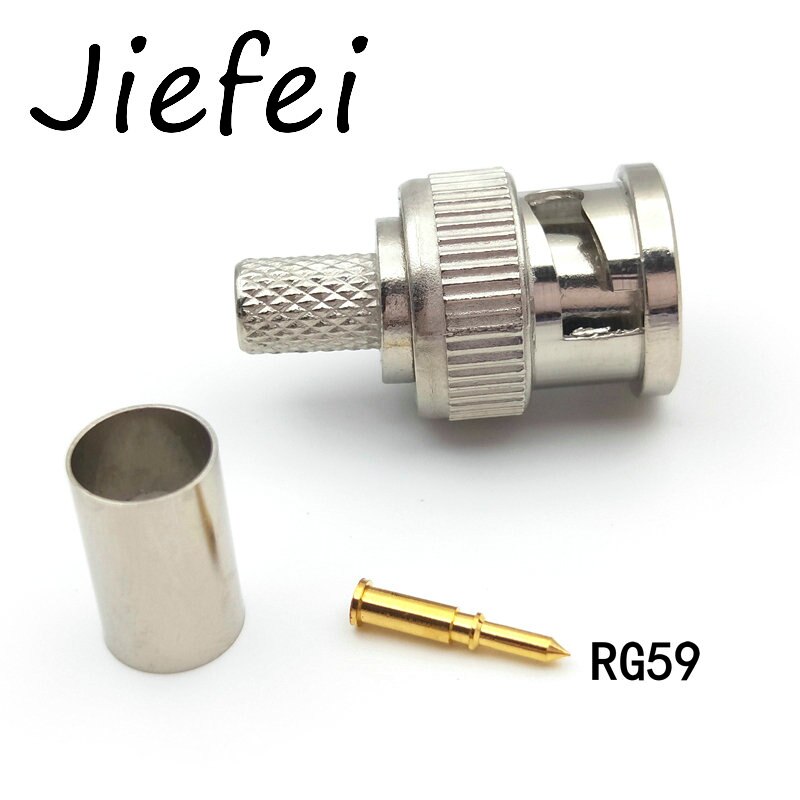 10 juegos de 3 piezas BNC macho RG316 RG58 RG59 RG6 Crimp Cable coaxial conector adaptador derecho: RG59