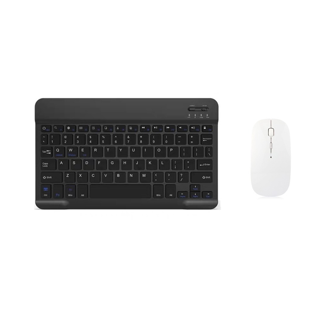 For iPad Bluetooth Keyboard 10 Inch Wireless Mini Bluetooth Keyboard Mouse for Xiaomi Samsung Huawei iPad Wireless Keyboard: Black white Set